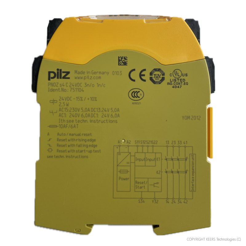 KT-751104 PILZ Safety Relay, 24 VDC, 3PST-NO, PNOZ s4, DIN Rail, 6 A, Spring Clamp