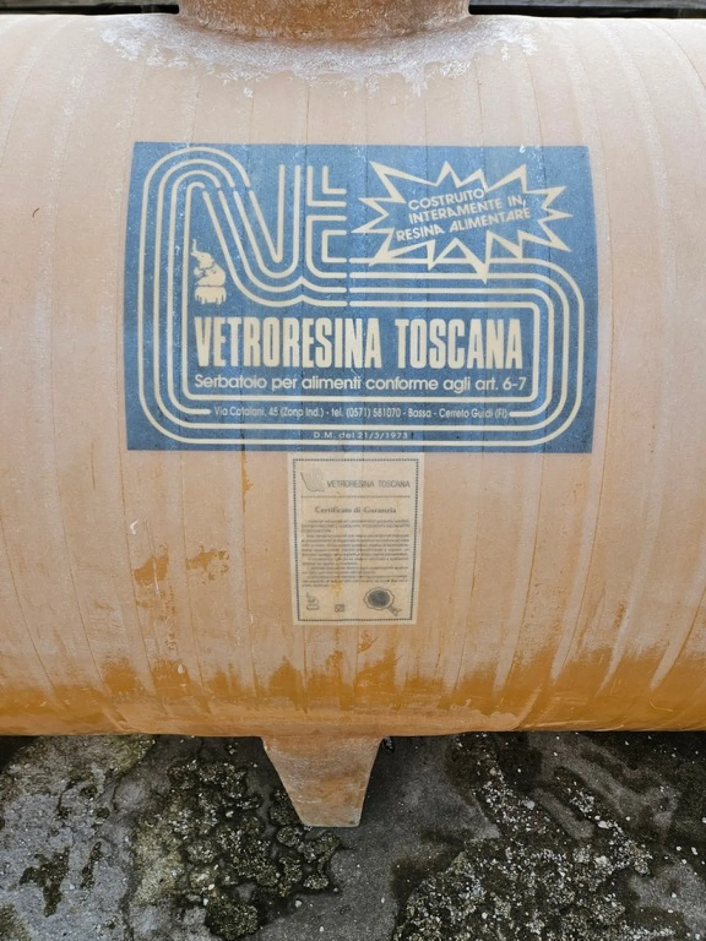 FIBERGLASS TANK LITERS 3000 (HL 30) FIRM VETRORESINA TOSCANA FOR CARRIAGE, SECOND-HAND EQUIPMENT - 8