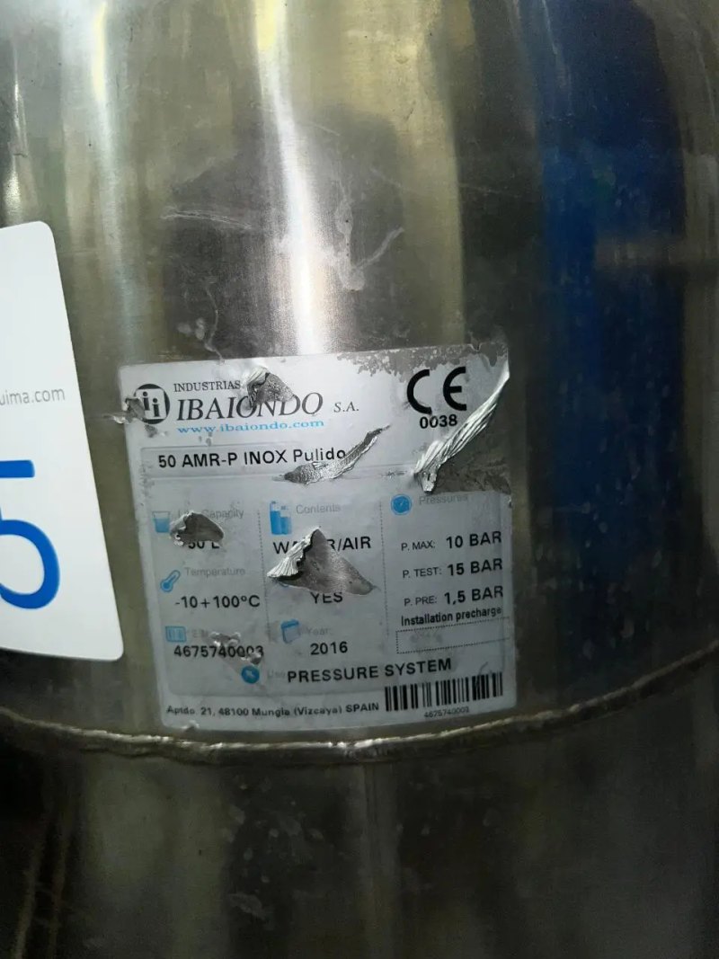 USED IBAIONDO 50 AMR-P INDX TANK POLISHED 50 LITERS