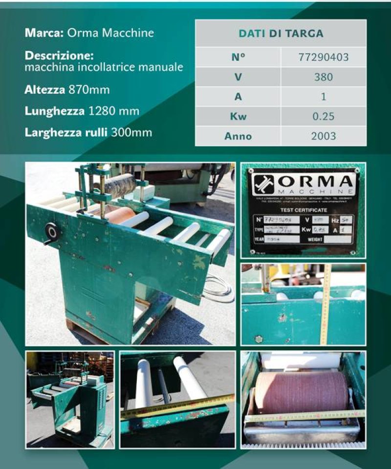 Incollatrice Manuale Orma Mod. I/103