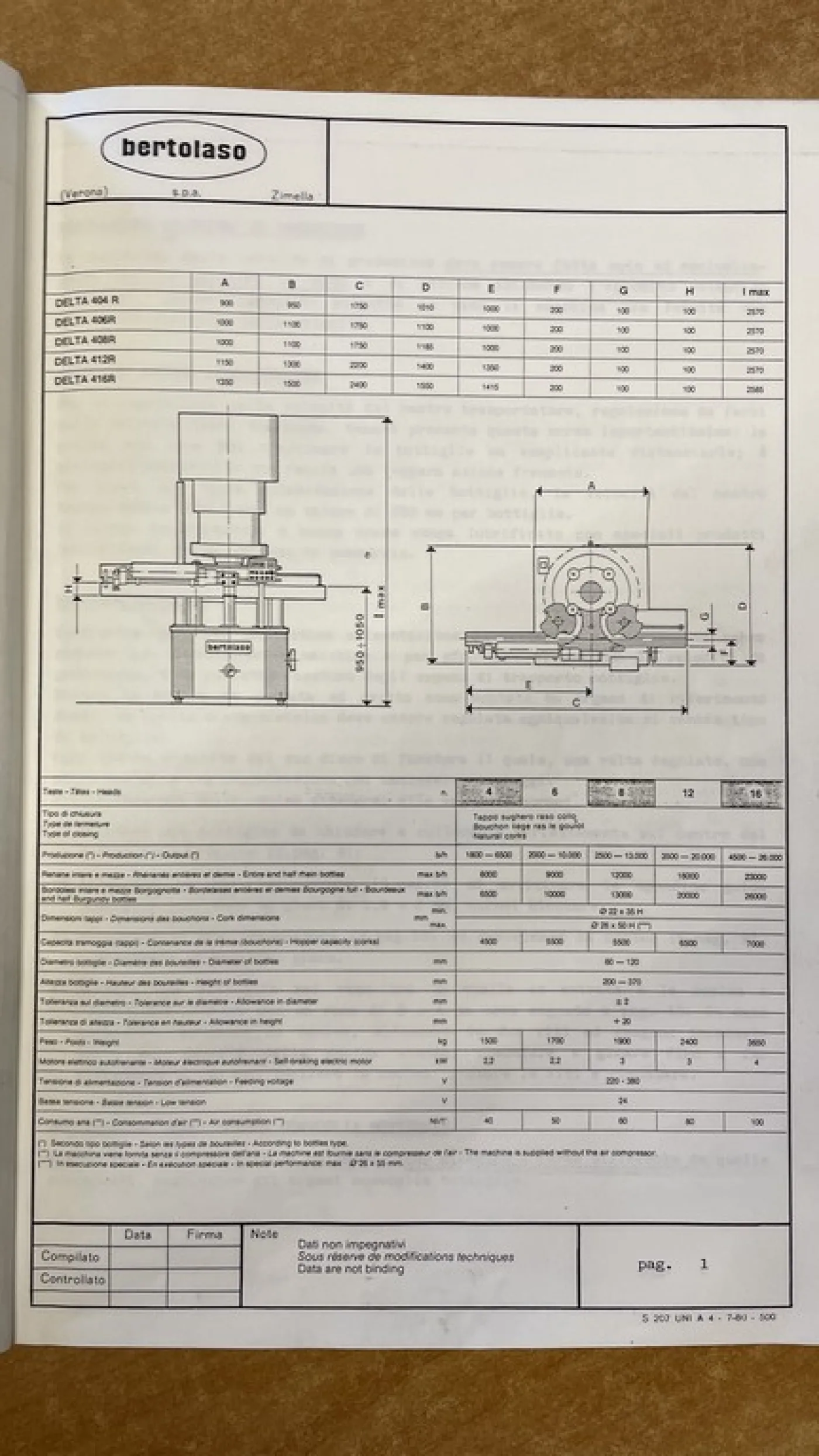 CORKING MACHINE BERTOLASO 6 HEADS FOR NATURAL CORK, MODEL DELTA 406S, SECOND-HAND MACHINE - 7