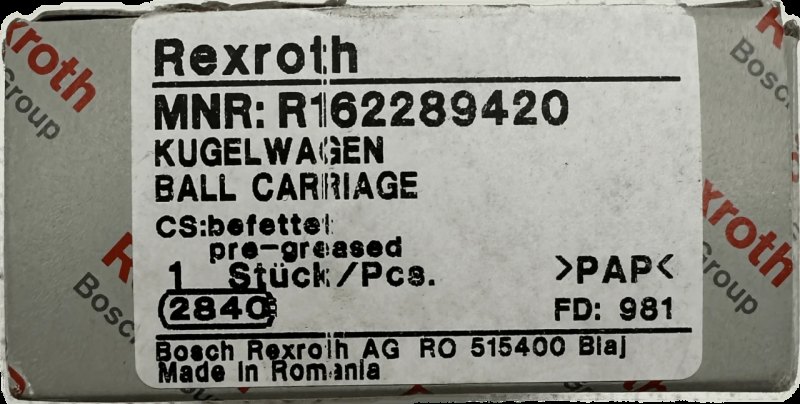 Rexroth Kugelwagen, SNS, Größe 20, Stahl CS, Genauigkeitsnorm, vorspannungsfrei, ohne Kugelkette