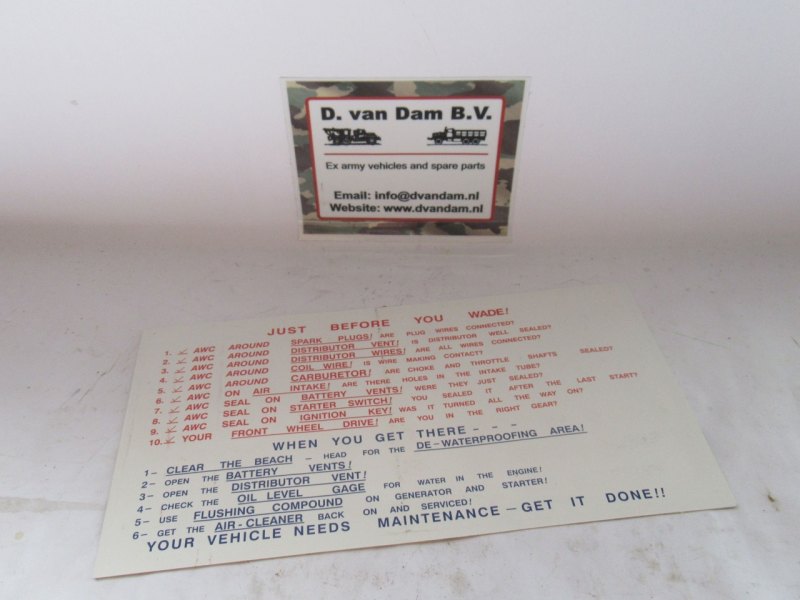 Amerikaanse vlag waden checklist sticker (zonder lijm)