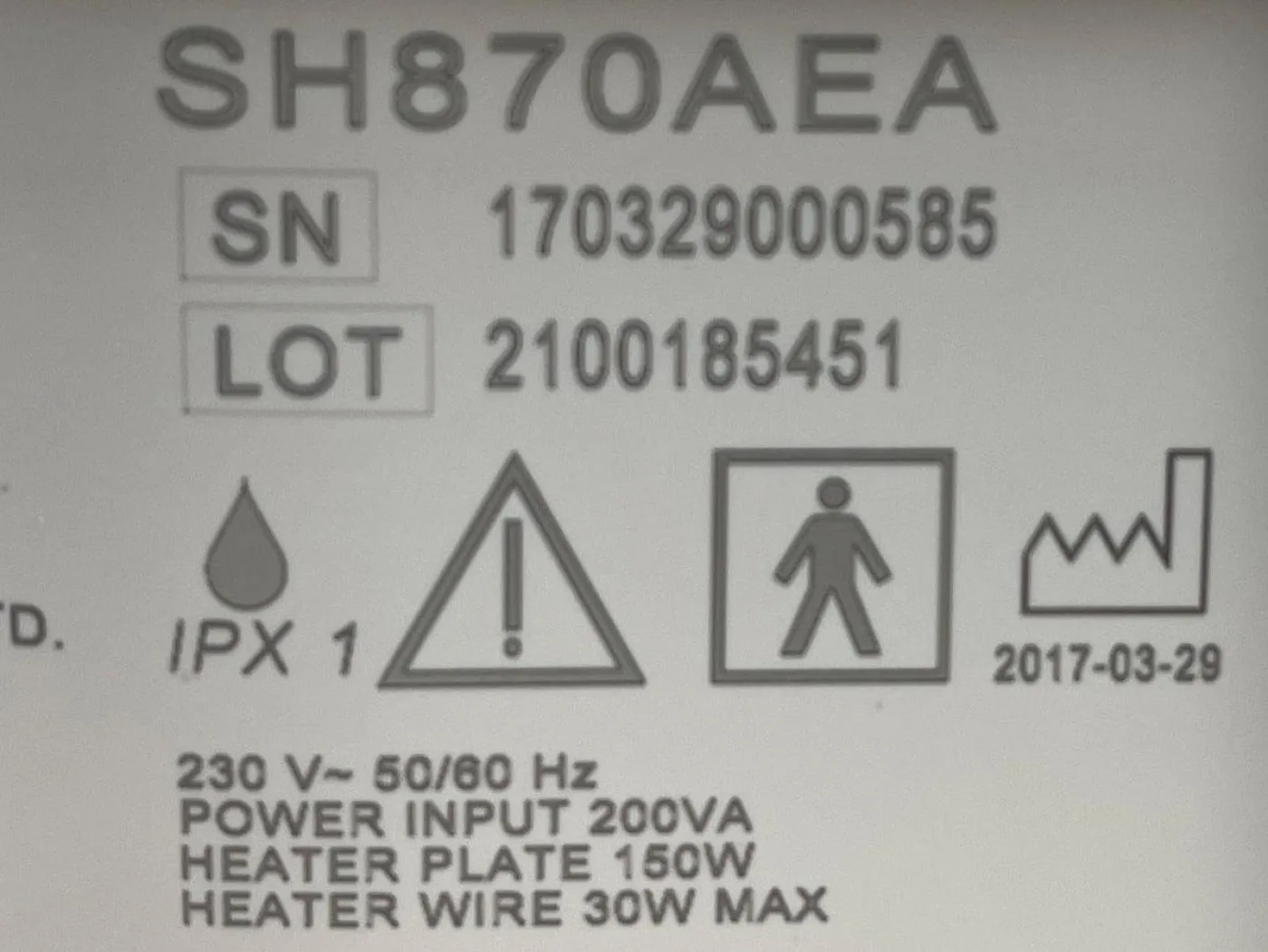 Fisher & Paykel HumiGard Humidifier REF: SH870AEA YOM: 2017 - 2 Pieces - 6