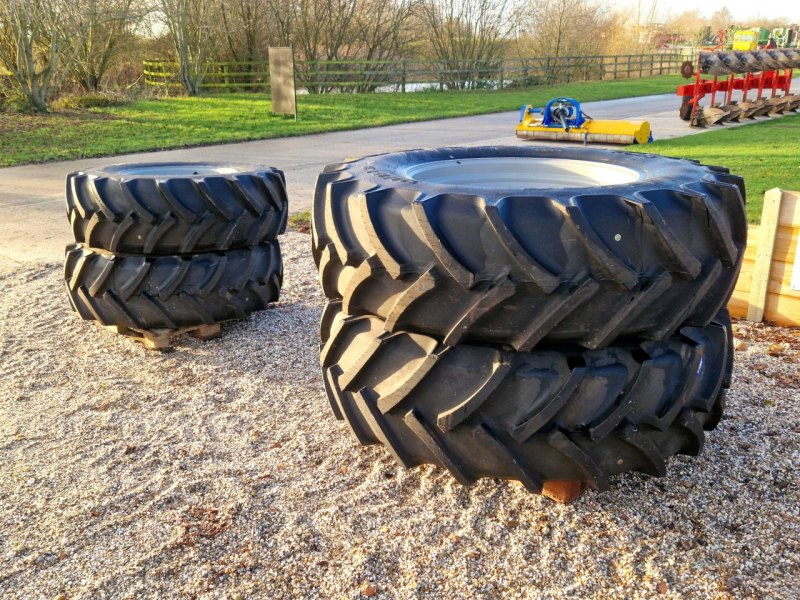 Set of new 520/85R38 &amp; 420/85R28 Mitas tyres on fixed rims, to suit MF, Deutz