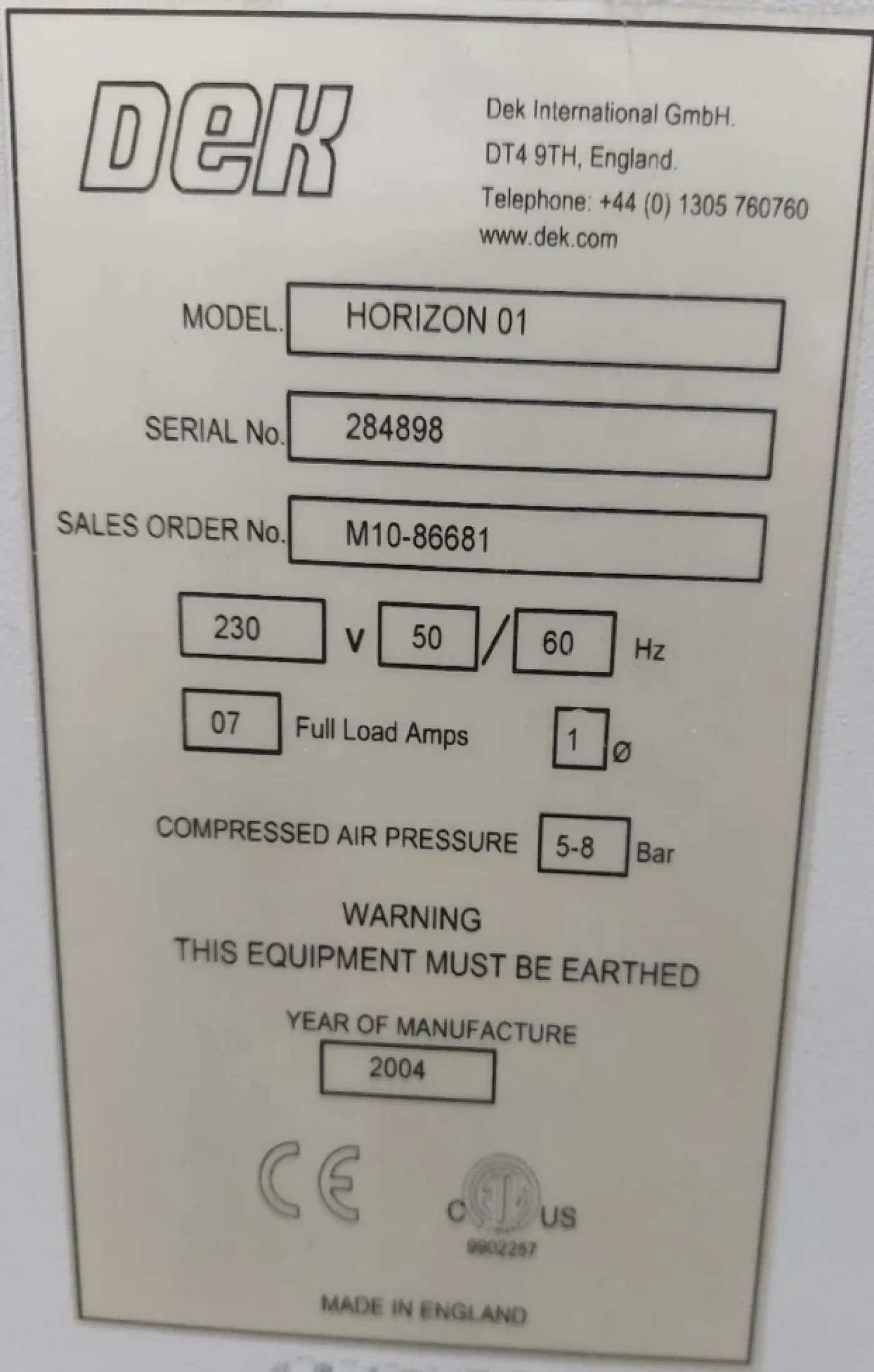 DEK Horizon 01, vintage 2004 - 2