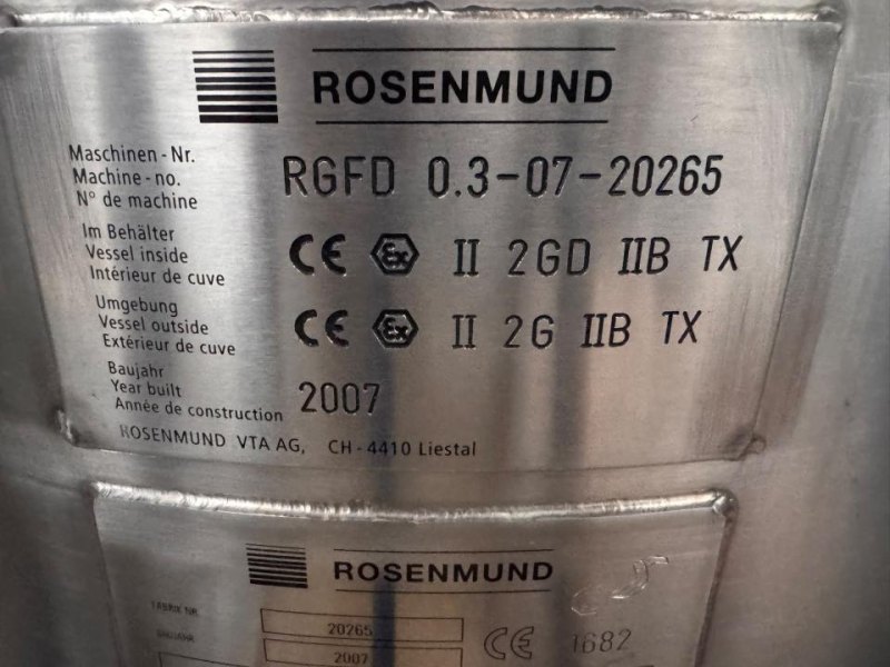 2007 Rosenmund Nutsche Filter Dryer RGFD 0.3 m²