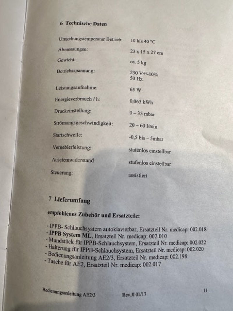 Medicap Homecare GmbH Aero Life 3 IPPB-Überdruckinhaltionsgerät