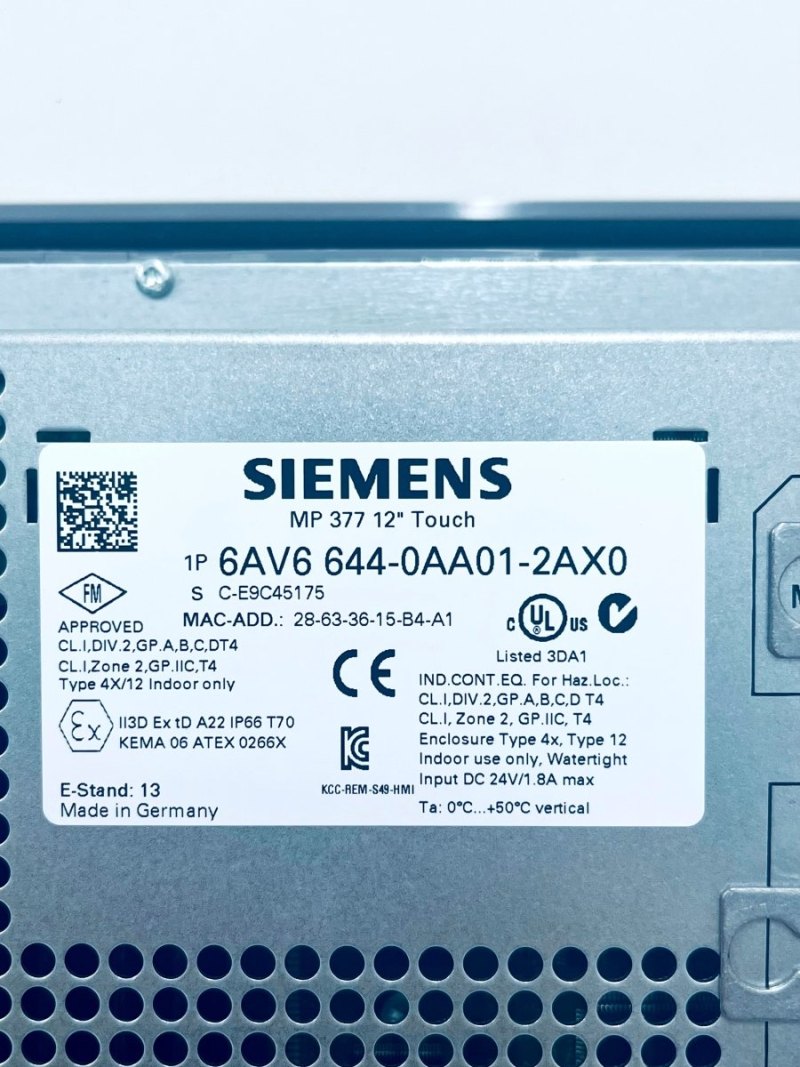 Siemens SIMATIC Multi Panel 377 6AV6 644-0AA01-2AX0