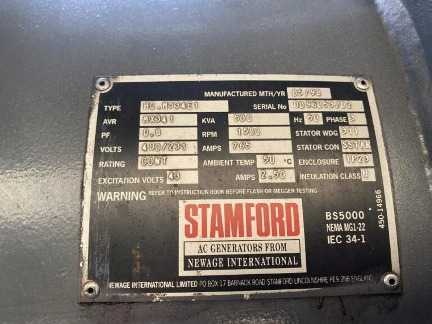 1999 DEUTZ BF8M1015C / STAMFORD GEN.SET 530 KVA. - 6