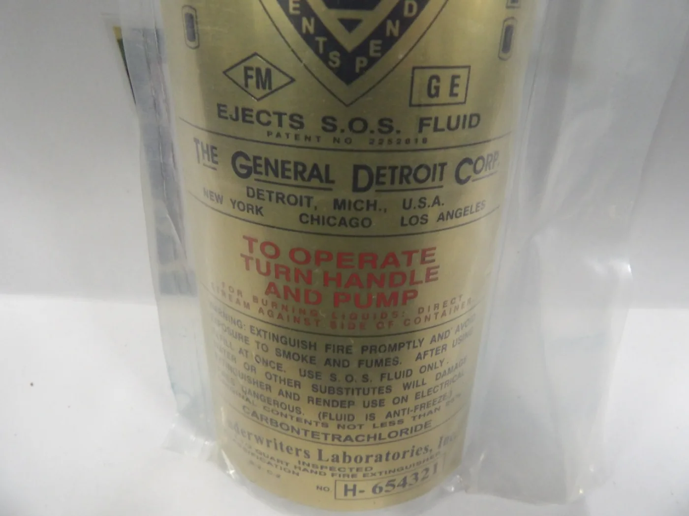 Messingplaat, brandblusser (The General Detroit Corp) - 3