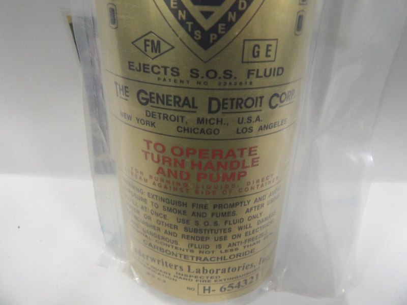Messingplaat, brandblusser (The General Detroit Corp)