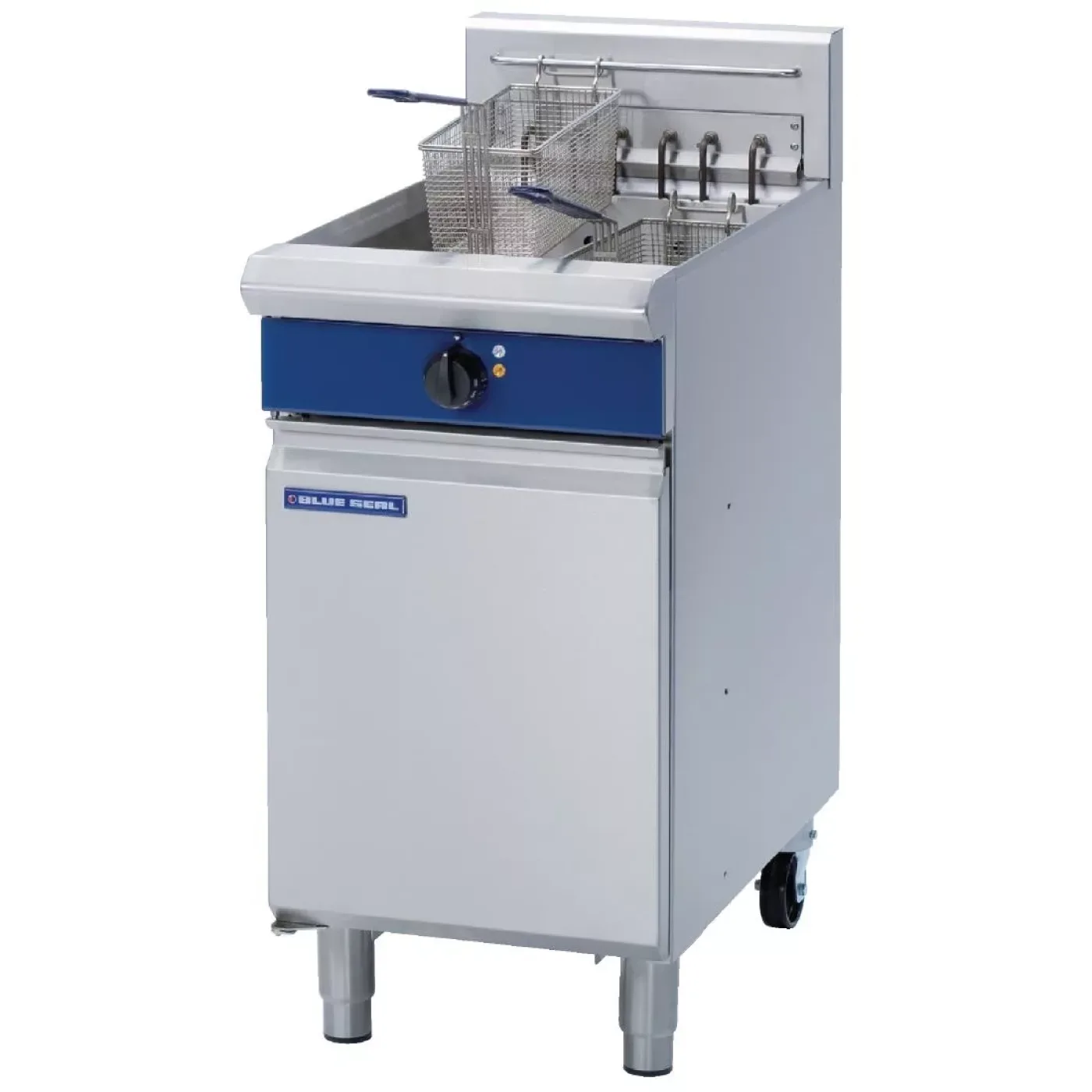 Blue Seal Single Tank Twin Basket Free Standing Electric Fryer E43 - islandcatering - 1