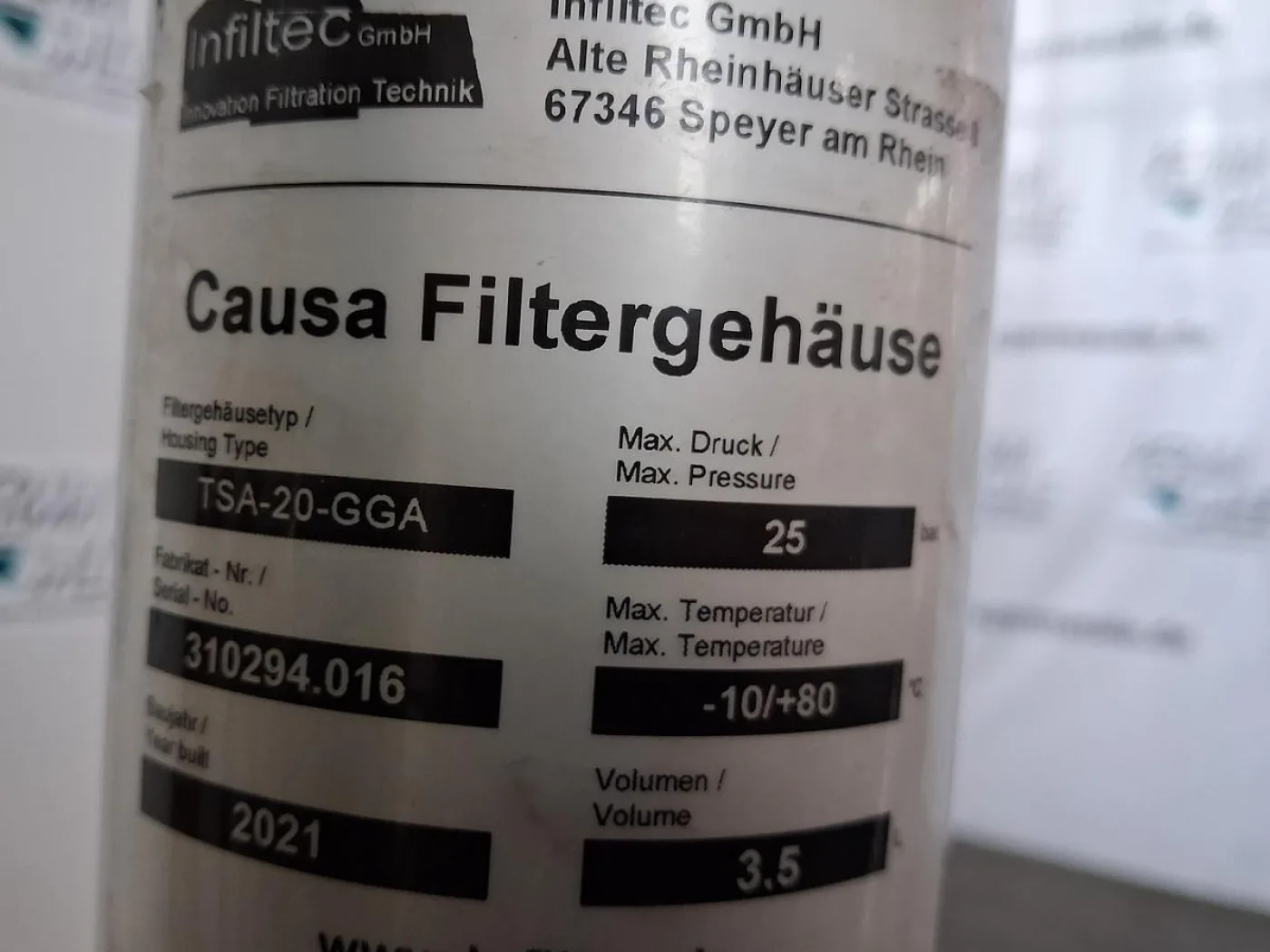Infiltec TSA-20-GGA Causa Filter Housing Stainless Steel Mobile Unit - 6