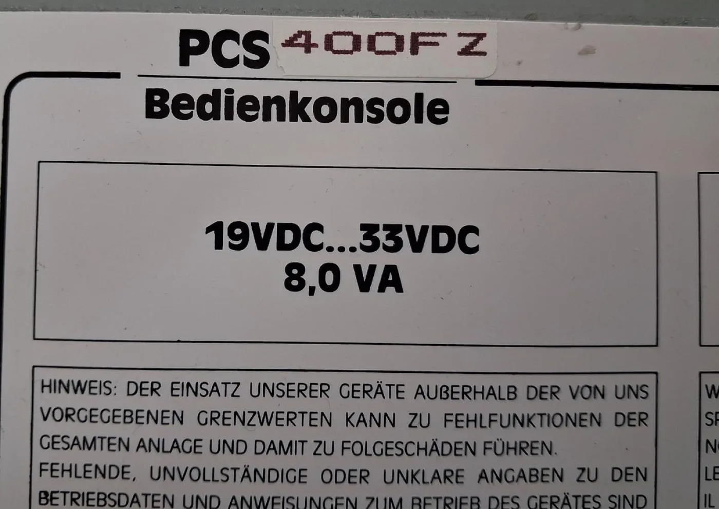 Bosch PCS 400FZ Bedienkonsole PCS FZ 08327-EN - 8