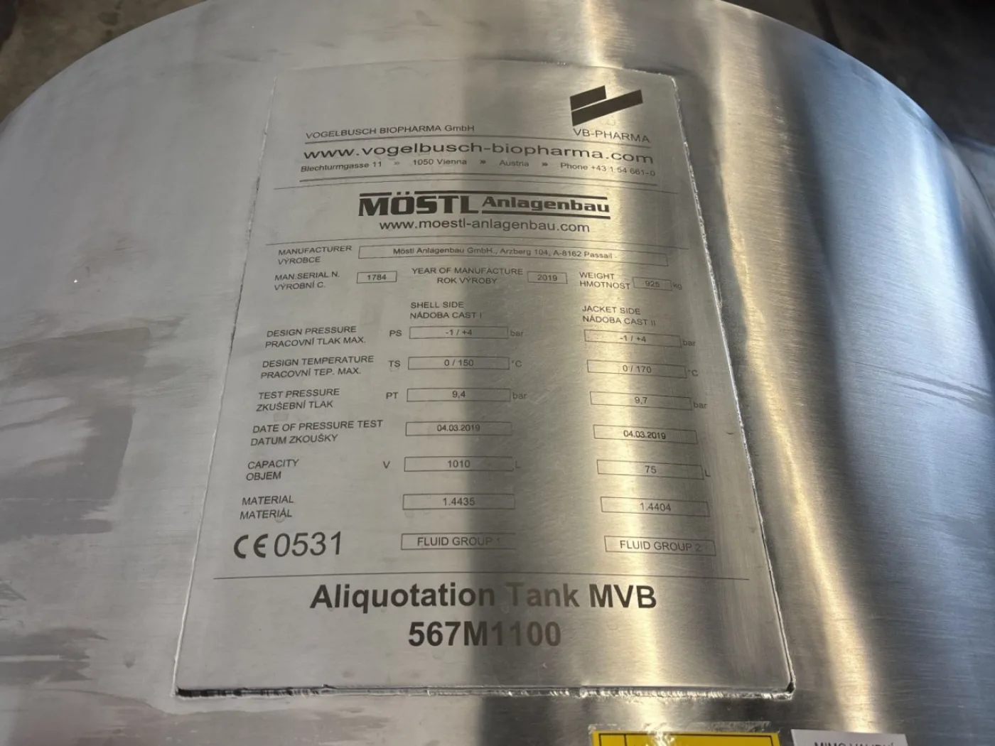Möstl Anlagenbau GmbH Passail Pharma Reactor 1010 L - Bioreactor - 6