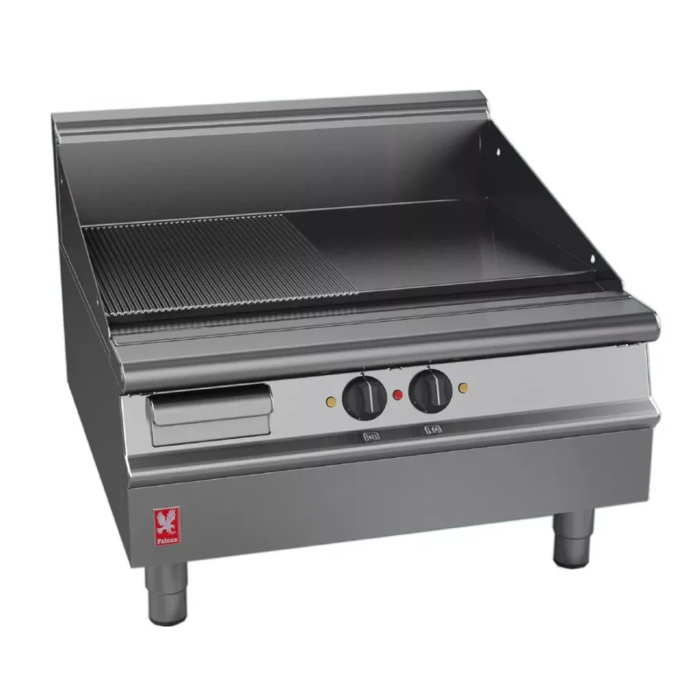 Falcon Dominator Plus 800mm Wide Half Ribbed Griddle E3481R - islandcatering