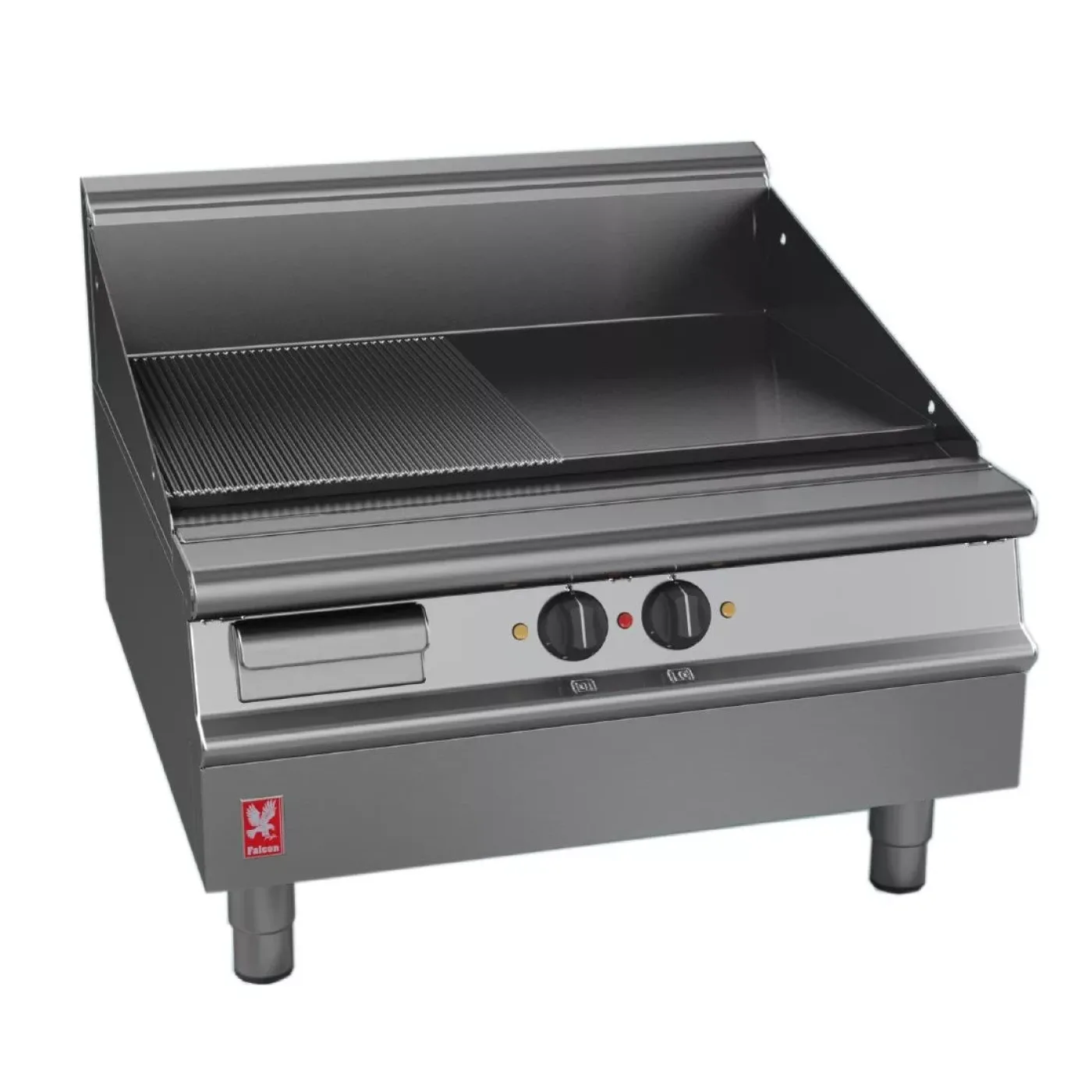 Falcon Dominator Plus 800mm Wide Half Ribbed Griddle E3481R - islandcatering - 1