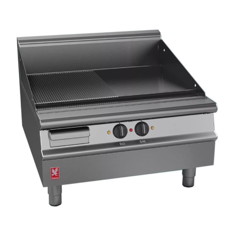Falcon Dominator Plus 800mm Wide Half Ribbed Griddle E3481R - islandcatering