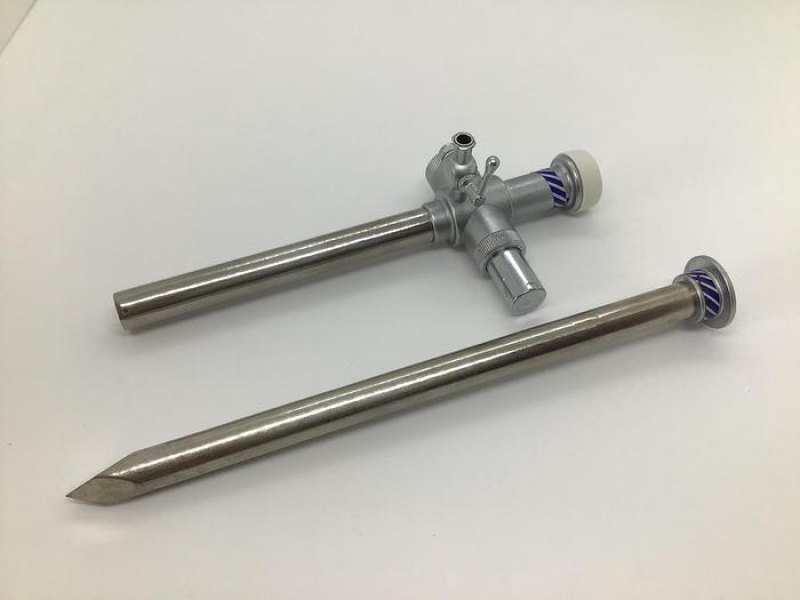 Trocar and Sheath 10mm Diameter Trumpet Valve with one Luer Lock Stopcock 180mm (7in)