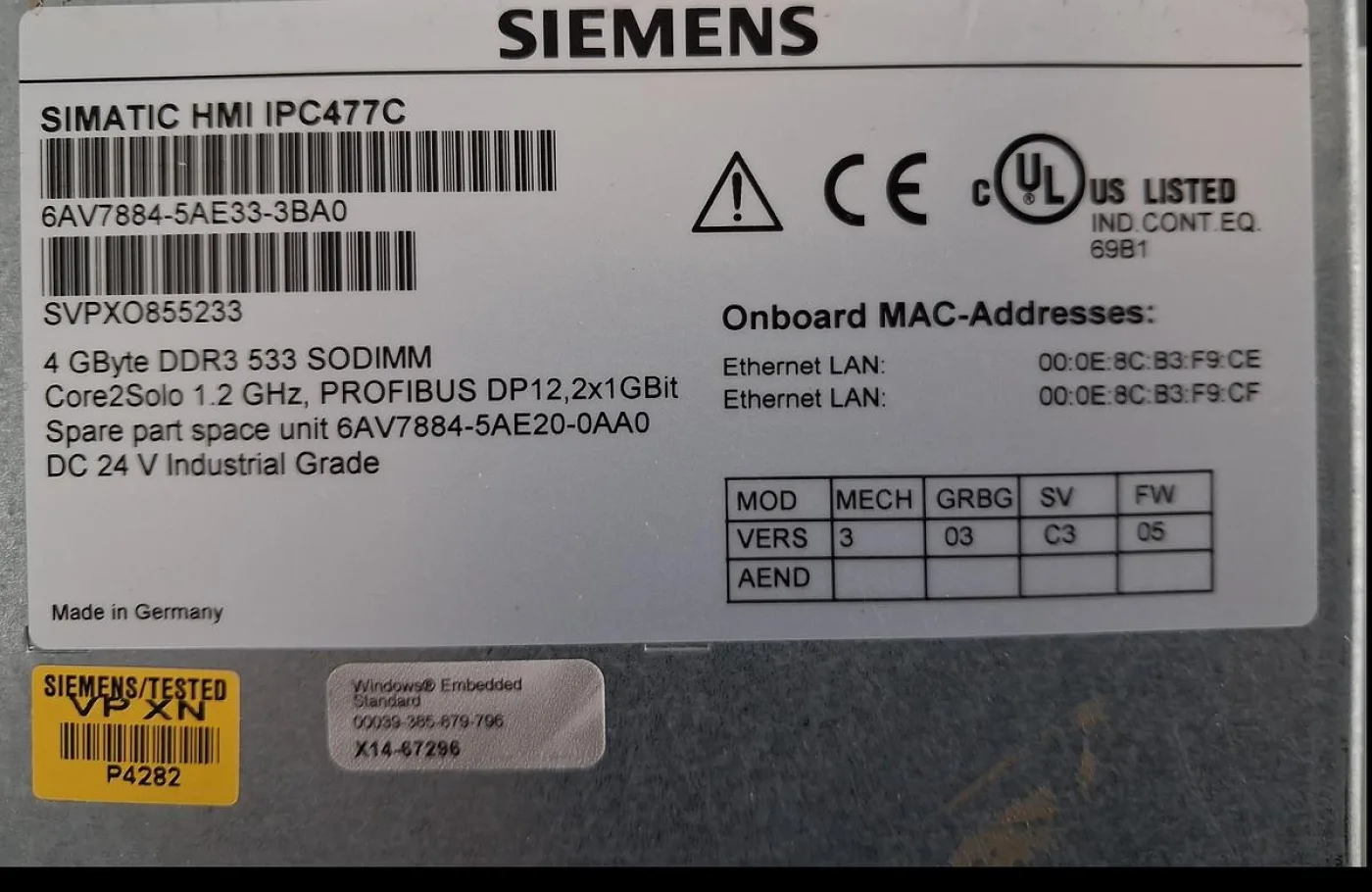 Siemens SIMATIC HMI IPC477C Industrial Panel PC - 5