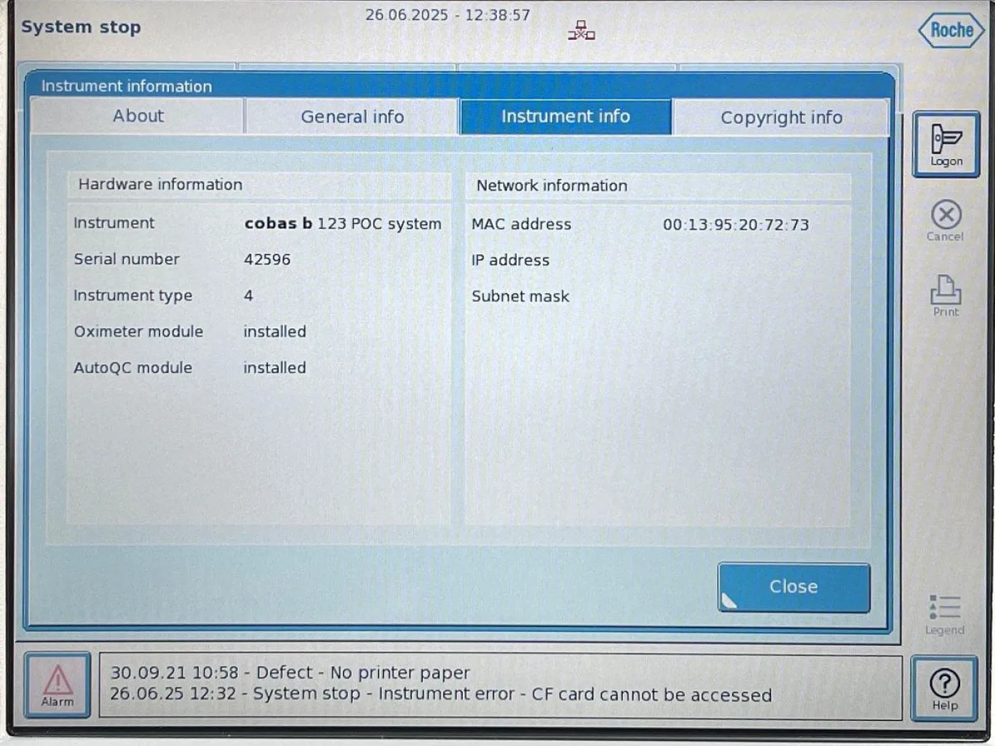 Roche Cobas b 123 (4) POC system YOM: 2020 - 8