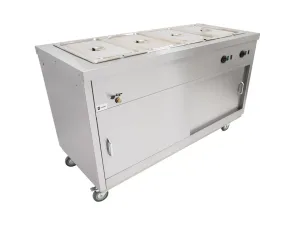 Parry Hot Hold HOT15BM electric mobile hot cupboard with bain marie 4 x 1]1 GN 150cm. - islandcatering