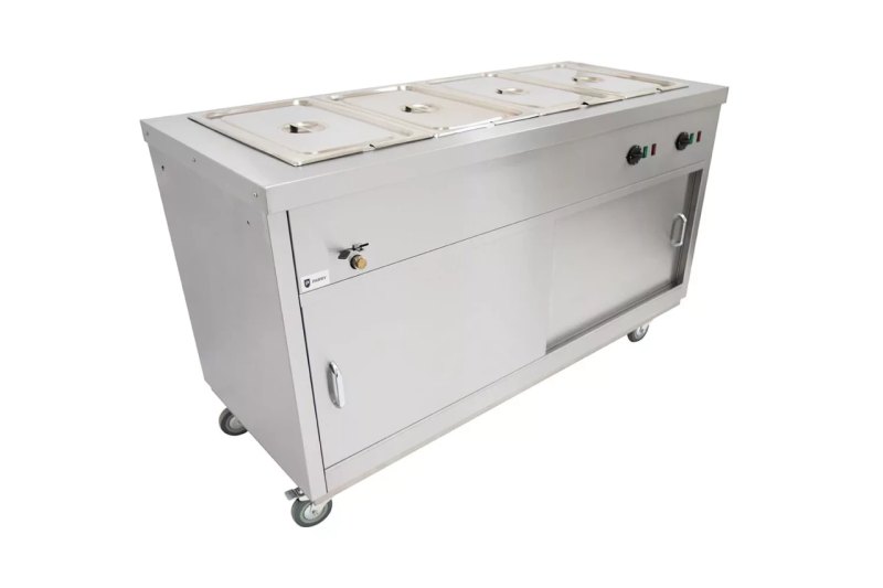 Parry Hot Hold HOT15BM electric mobile hot cupboard with bain marie 4 x 1]1 GN 150cm. - islandcatering