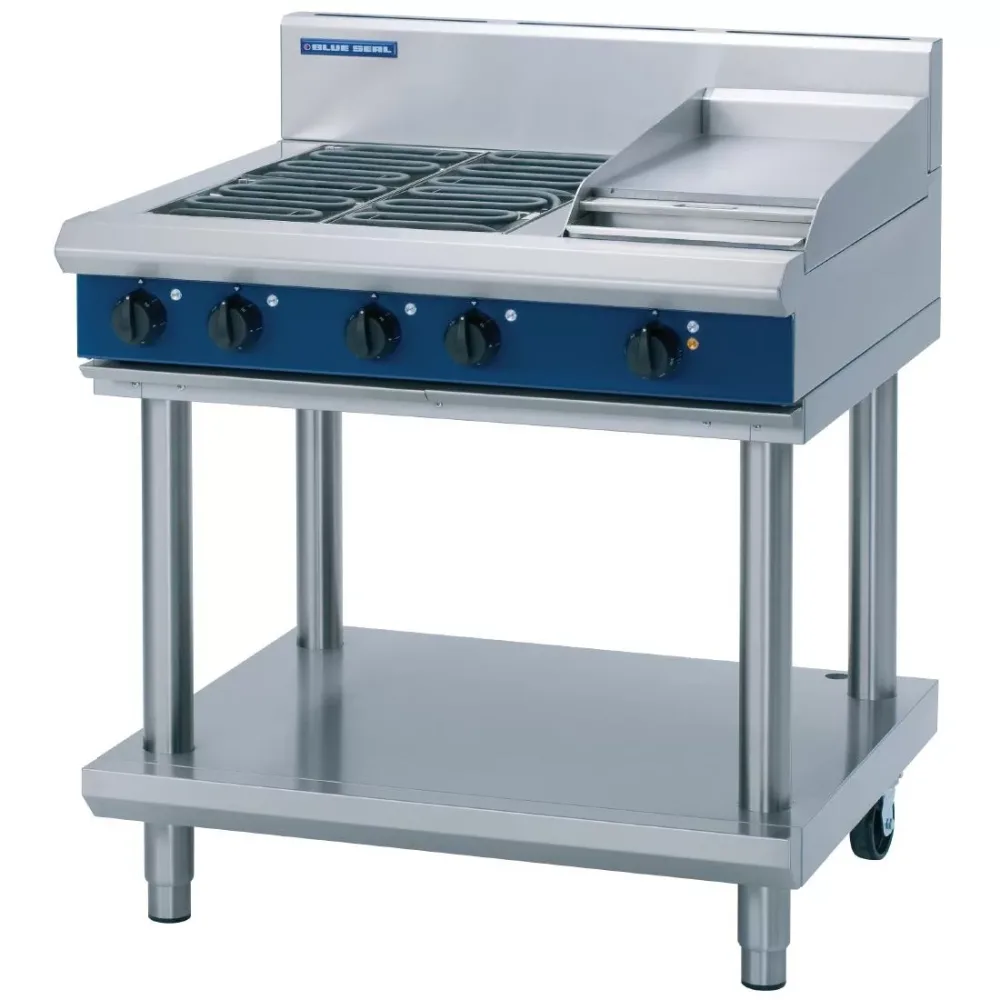 Blue Seal Evolution Cooktop 4 Element/ Griddle Electric on Stand 900mm E516C-LS - islandcatering