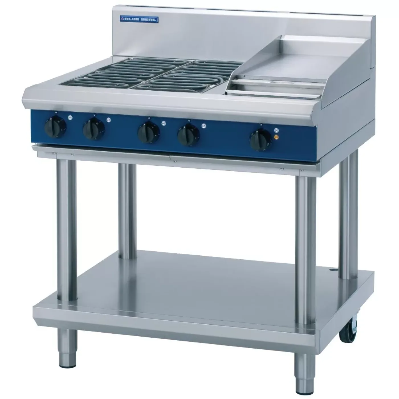 Blue Seal Evolution Cooktop 4 Element/ Griddle Electric on Stand 900mm E516C-LS - islandcatering - 1