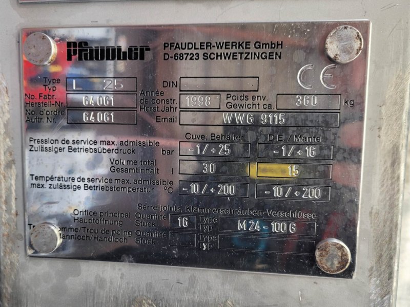 Pfaudler-werke L 25 - Glass-lined Reactor