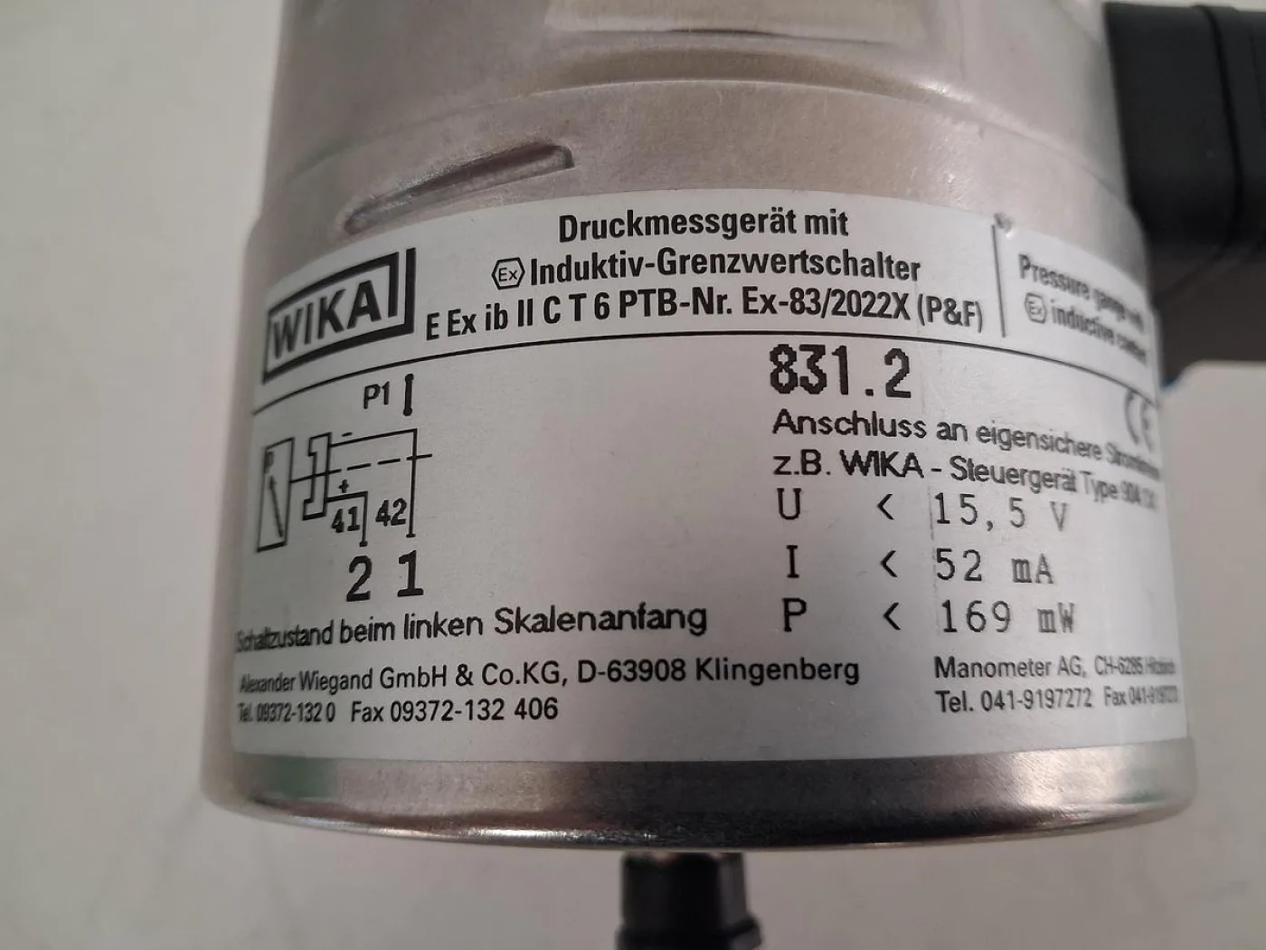 WIKA NG 100 Kontaktmanometer 0–4 bar DN 25 - 5