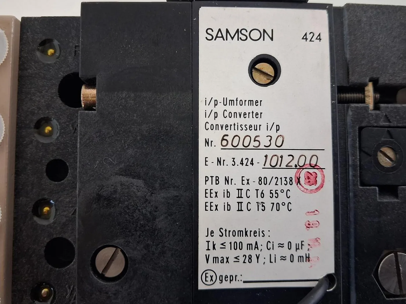 SAMSON 3423 Regelbaustein mit i/p Converter 424 - 5
