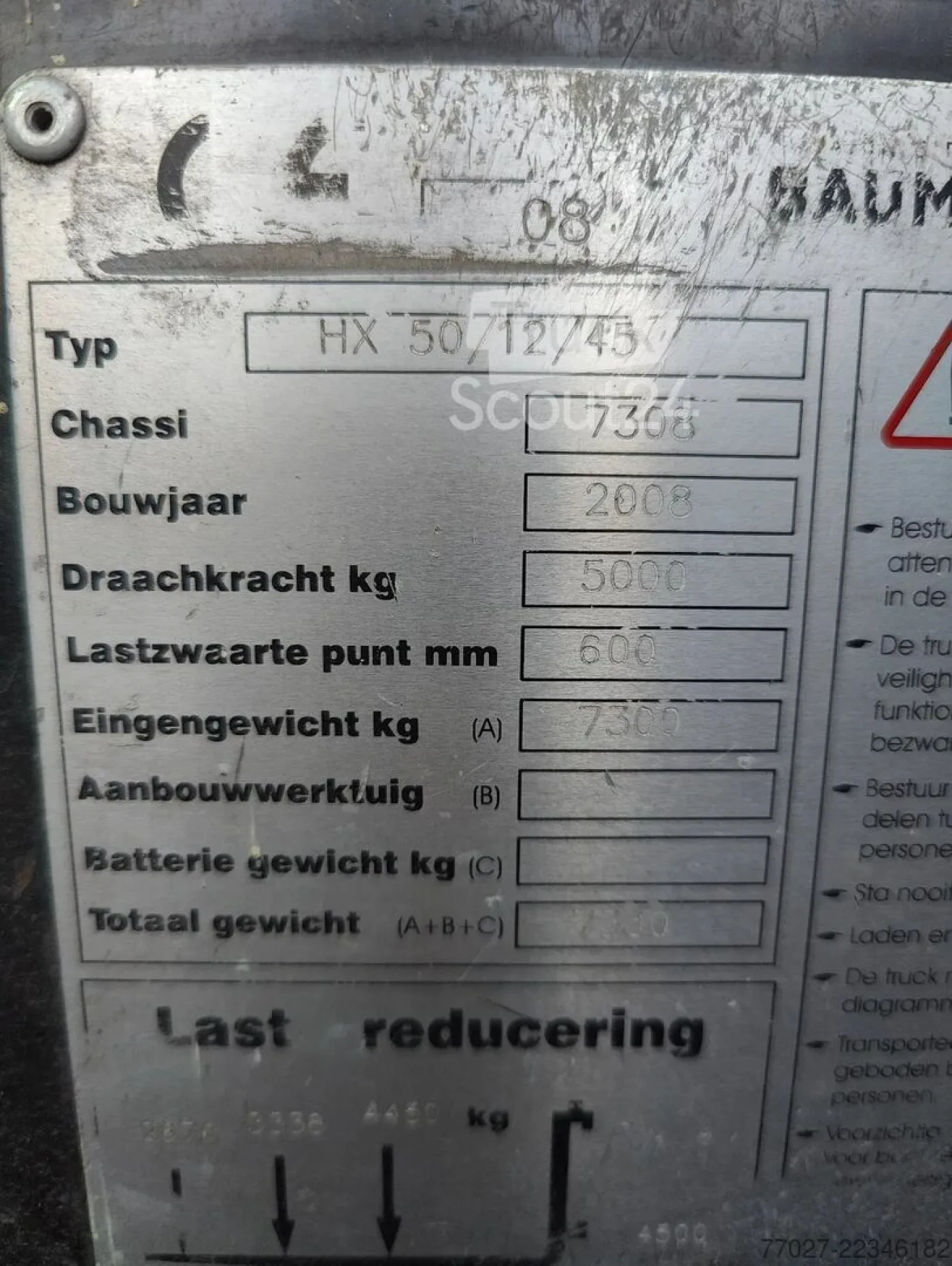 Baumann zijlader / sideloader HX 50/12/45 5000 kg - 5