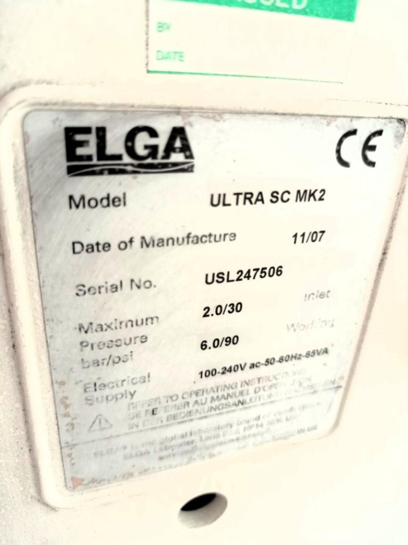 SISTEMA ULTRAFILTRAZIONE ACQUA – ELGA – MOD. ULTRA SC MK2