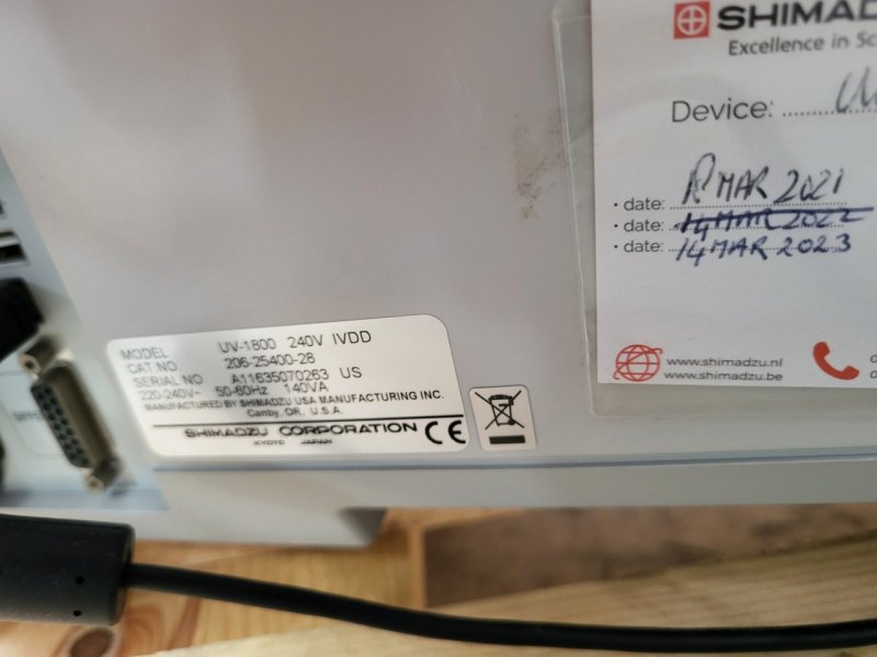 New arrival Shimadzu UV-1800 spectrophotometer