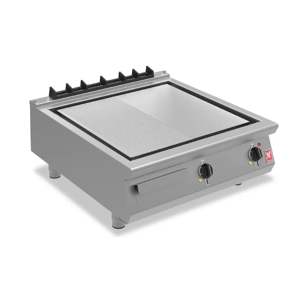 Falcon F900 800mm Half-Ribbed Steel Griddle E9581R - islandcatering