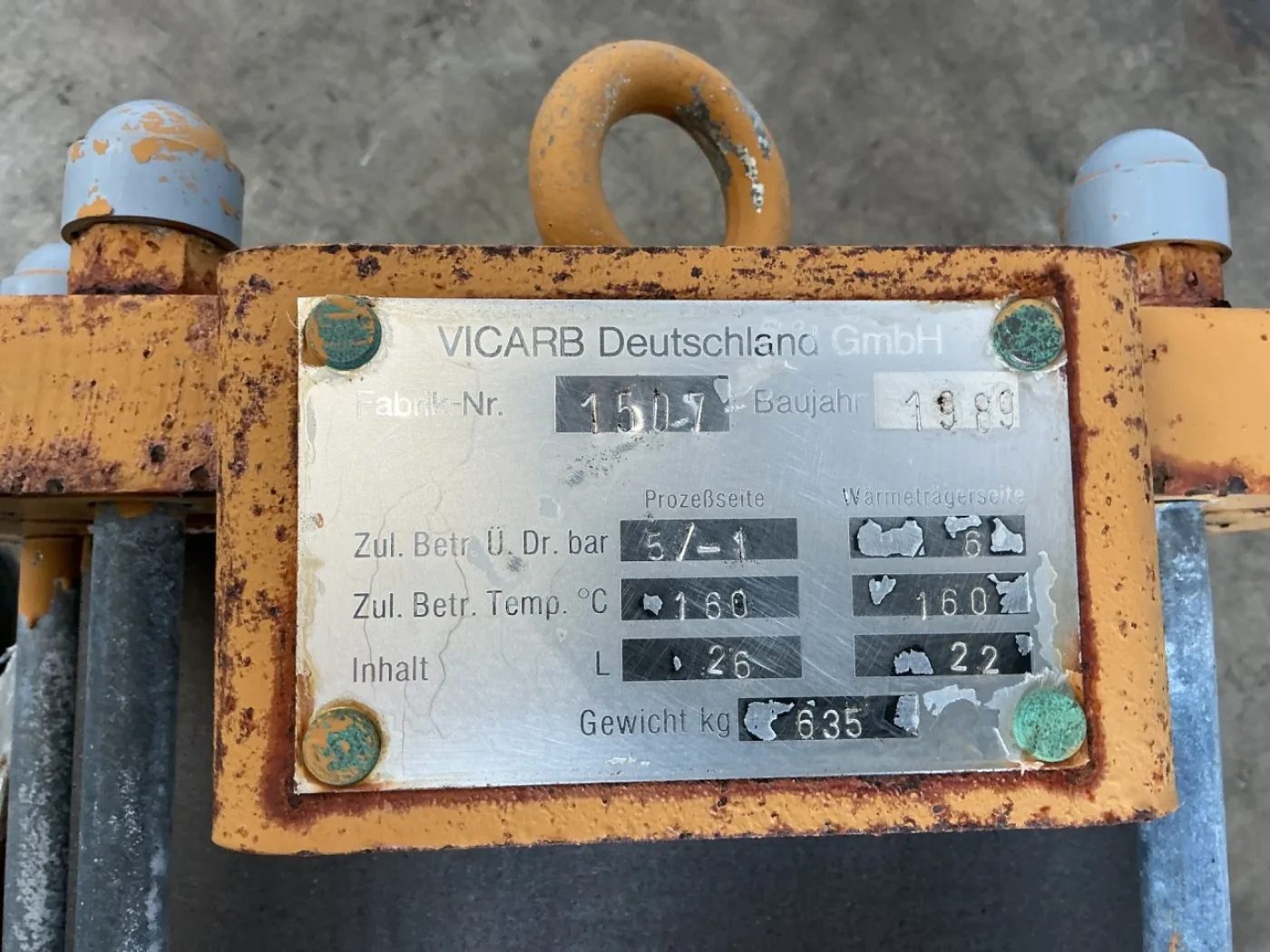 Vicarb Deutschland GmbH Graphite 5,8 m² (condensor) - Shell and tube heat exchanger - 5