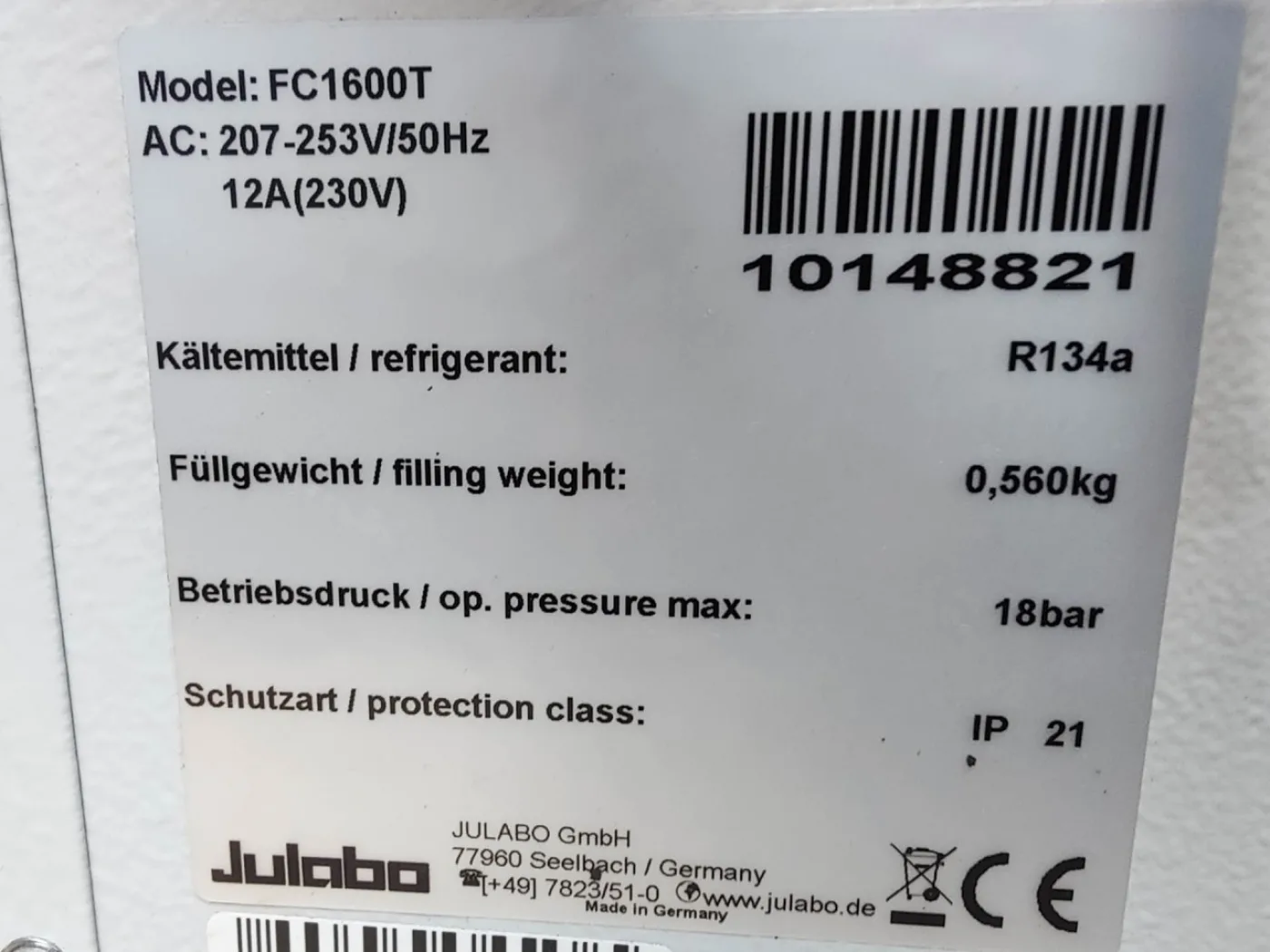 Julabo FC-1600T Chiller - Temperature control unit - 4