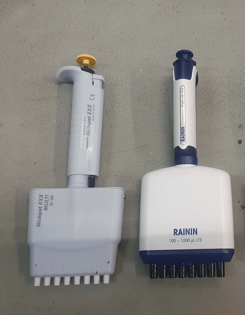 Rainin en Nichipet meerkanaals-pipetten, 8-kanaals