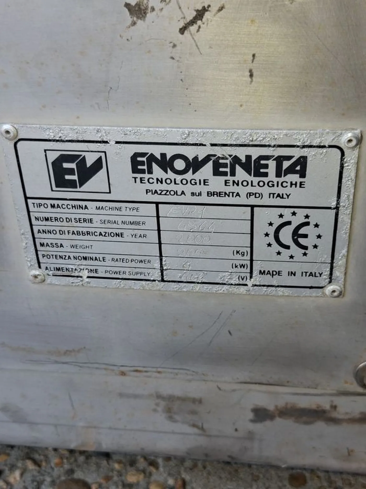 VOLUMETRIC PUMP ELLIPTICAL ROTOR , FOR GRAPES AND POMACE, IN STAINLESS STEEL FIRM ENOVENETA MODEL EVP1, SECOND-HAND MACHINE - 7