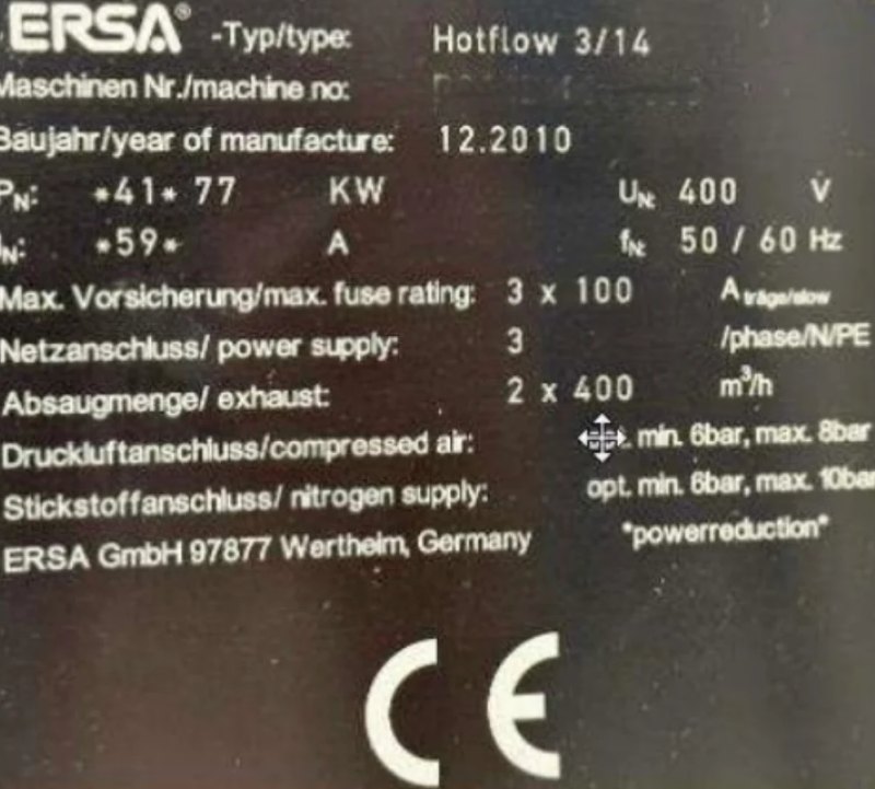 ERSA 3/14, reflow oven, vintage 2010, Europe