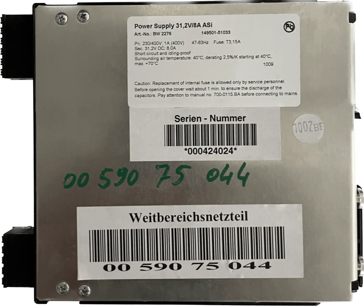 Bihl+Wiedemann ASi Weitbereichsnetzteil 8 A - 2