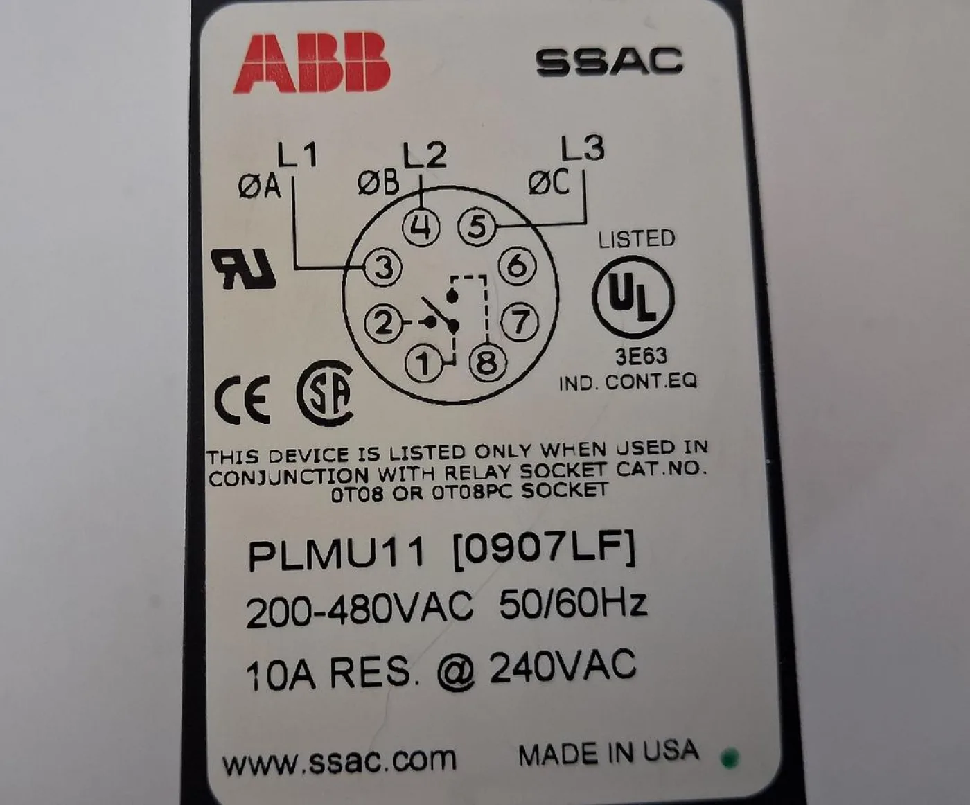 ABB SSAC PLMU11 Three Phase Voltage Monitor - 6
