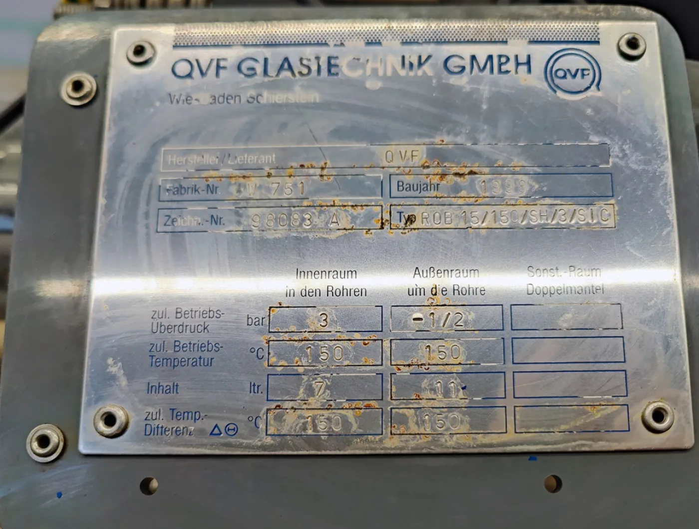 QVF Glasstechnik ROB 15/150/SH/3/SIC - 1,5 m² - Shell and tube heat exchanger - 3