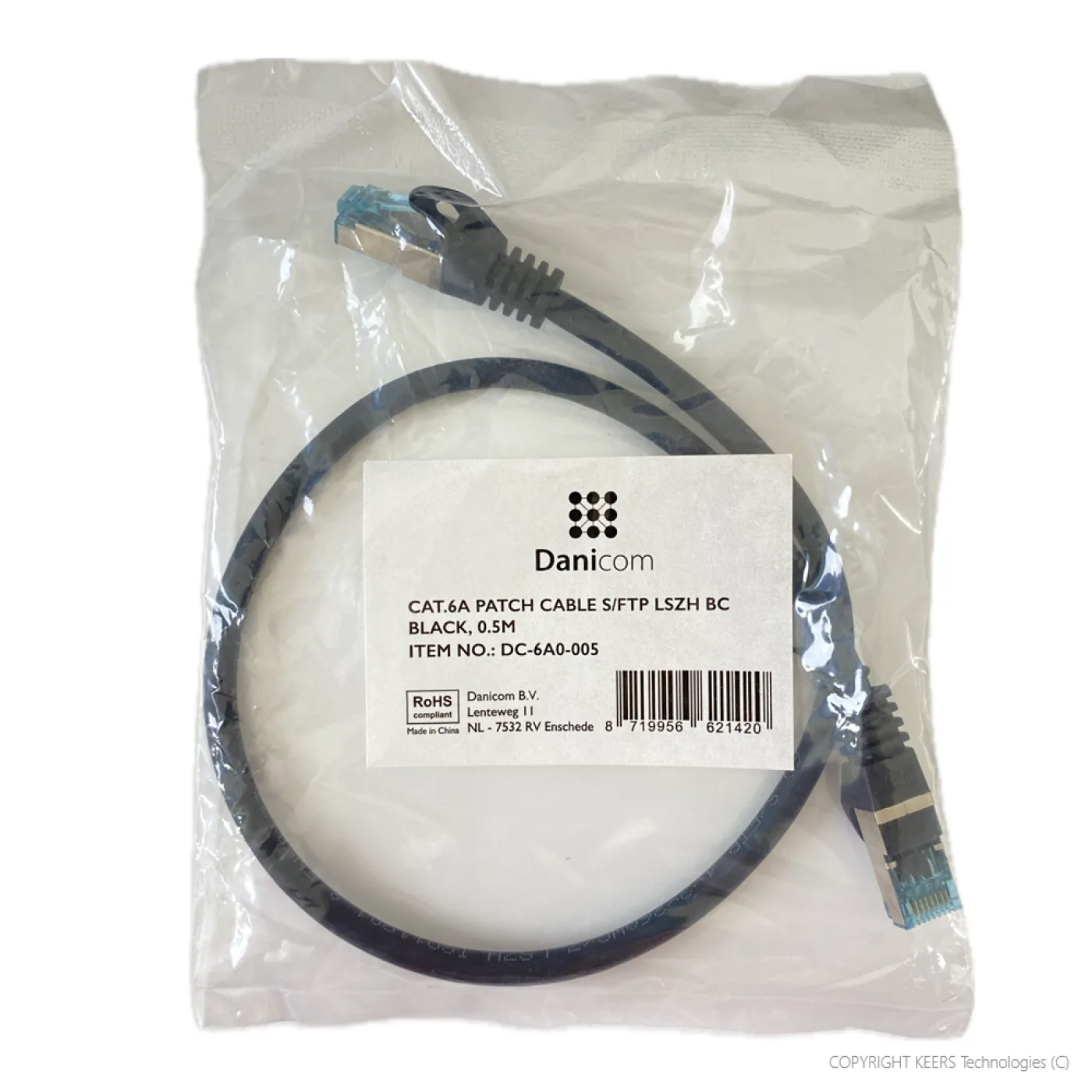 KT-DC-6A0-005 - Danicom - CAT.6A Patch Cable S/FTP 0.5m black - 1