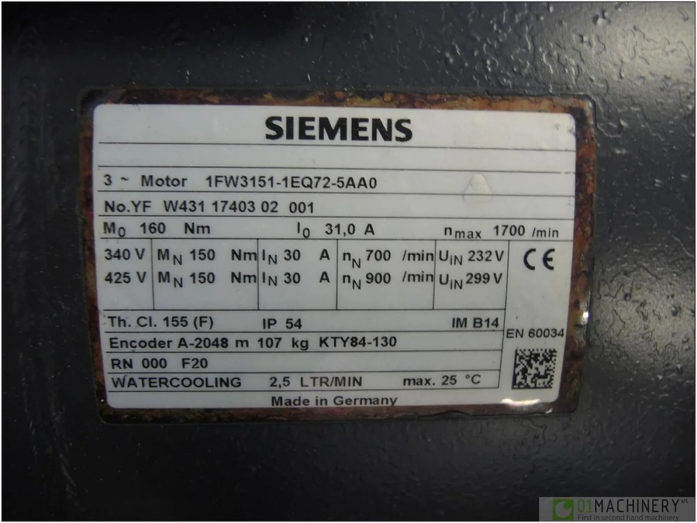 SIEMENS 1FW3151-1EQ72-5AA0 AI3167 - 3