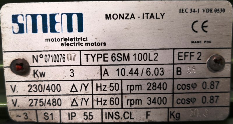 POMPA CHIMICA CENTRIFUGA – MOT. SMEM – Mod. TYPE 6SM