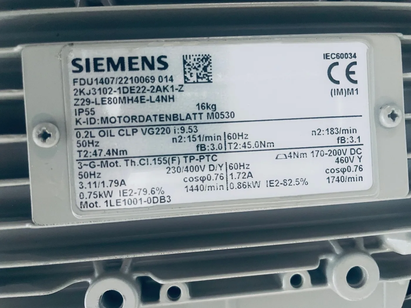 Siemens Getriebemotor Z29-LE80MH4E-L4NH FDU1407/2210069014 - 6