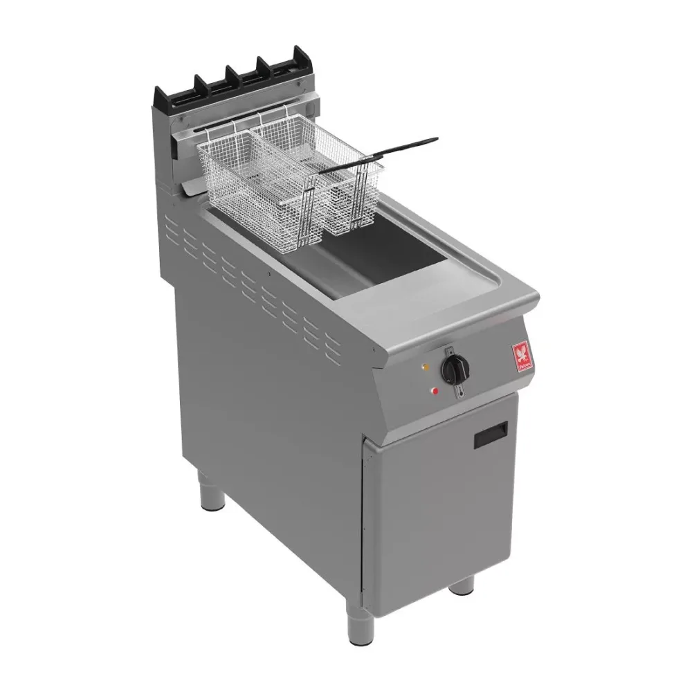 Falcon F900 Twin Basket Fryer on Feet with Fryer Angel Natural Gas - islandcatering